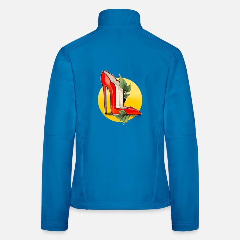 Red high heel with leaf accent Women's Softshell Jacket