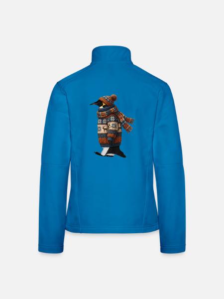 Pinguin im Strickpullover Winter Weihnachten - Frauen Softshelljacke - Lichtblau - Hinten