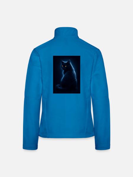 Nocturne Katze im Indigo-Glanz - Frauen Softshelljacke - Lichtblau