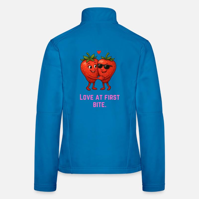 Liebe auf den ersten Biss Erdbeeren Karikatur  Frauen Softshelljacke