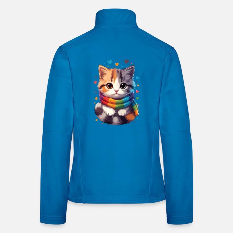 Chaton arc-en-ciel écharpe Veste en tissu softshell Femme