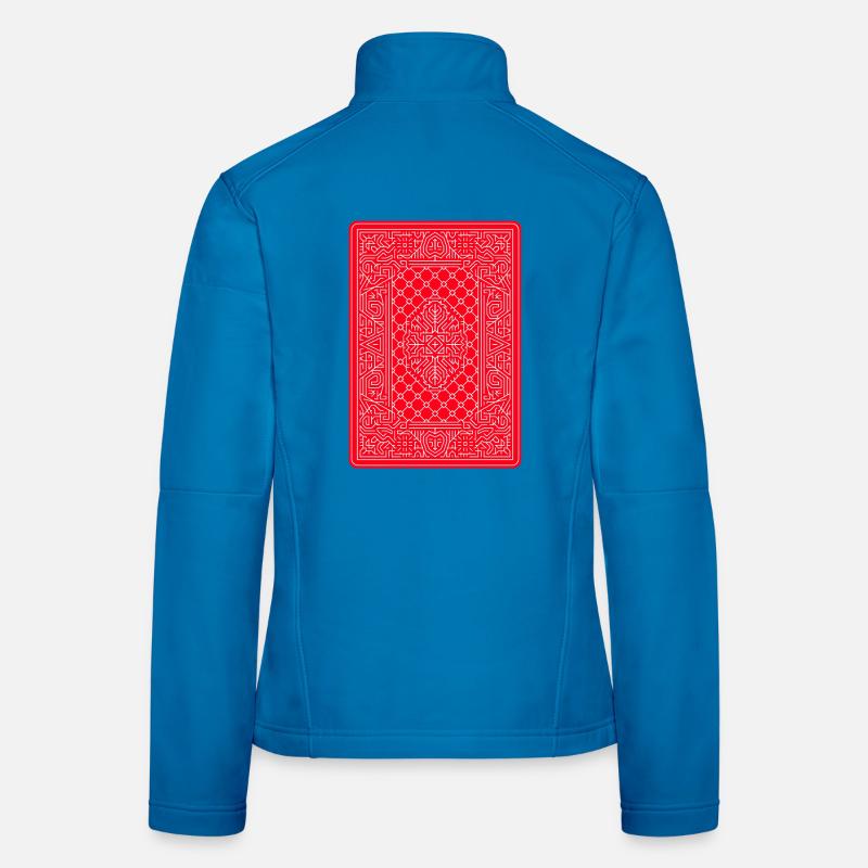 Geometric Playing Card Vector Art Red - Women's Softshell Jacket - light blue