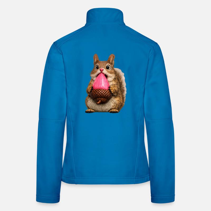 Écureuil mignon avec un gland rose Veste en tissu softshell Femme