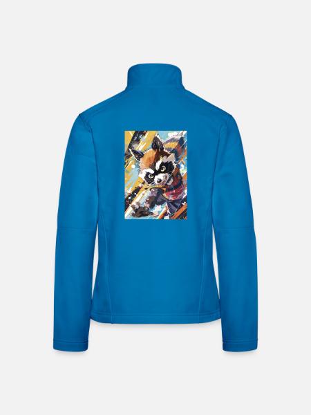 Waschbär-Abenteurer Neon in Aktion - Frauen Softshelljacke - Lichtblau - Hinten