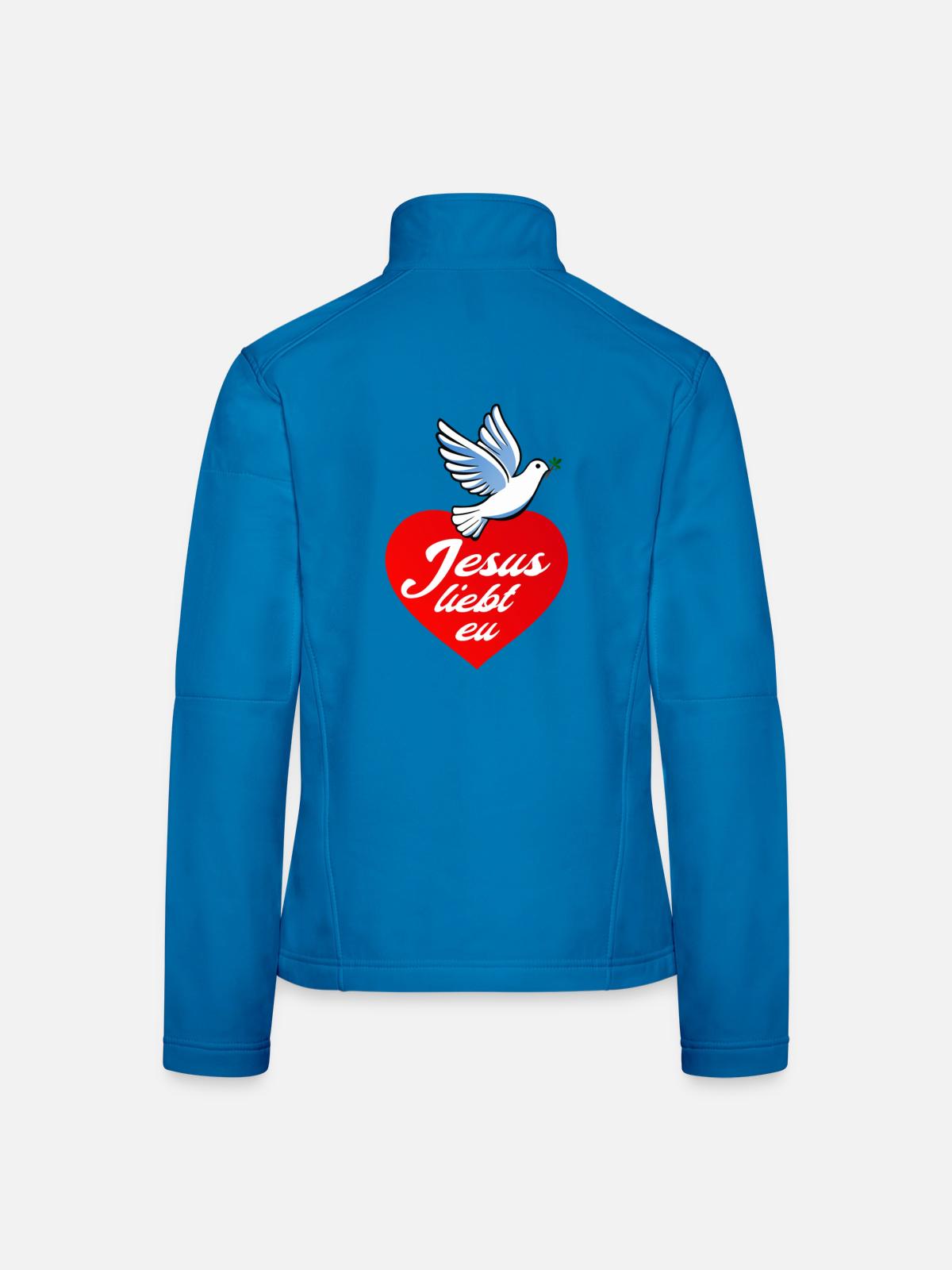 Jesus liebt eu - Frauen Softshelljacke - Lichtblau - Hinten