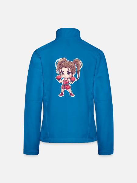 Kleine Kickboxerin Anime Look - Frauen Softshelljacke - Lichtblau - Hinten