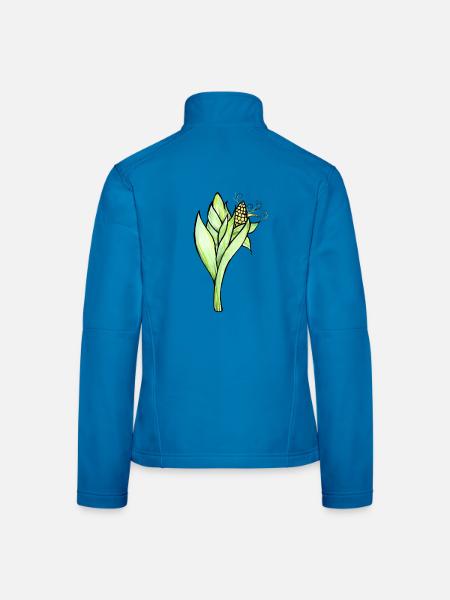 Aquarell-Maispflanzenillustration - Frauen Softshelljacke - Lichtblau - Hinten