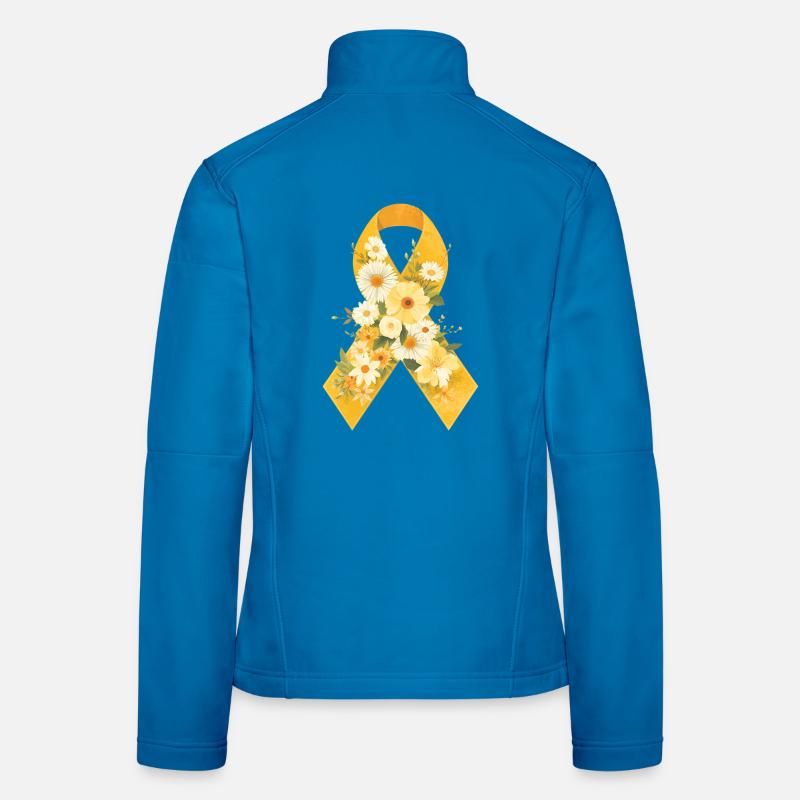 Endometriose Gelbe Schleife mit Blumen Design - Frauen Softshelljacke - Lichtblau