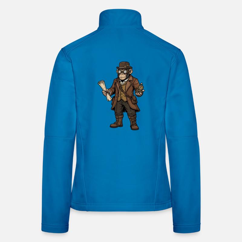 Monkey Explorer Steampunk Retro Adventure - Women's Softshell Jacket - light blue