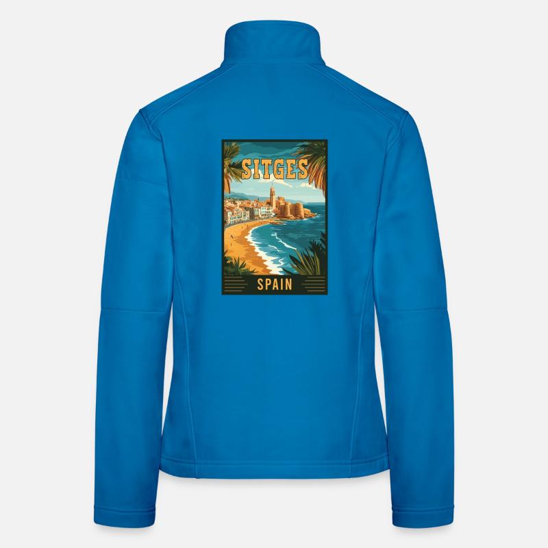 Entdecken Sie den lebendigen Charme von Sitges in Spanien Frauen Softshelljacke