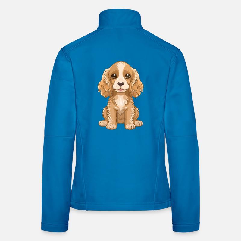 Dessin animé mignon de chiot Cocker Spaniel Veste en tissu softshell Femme