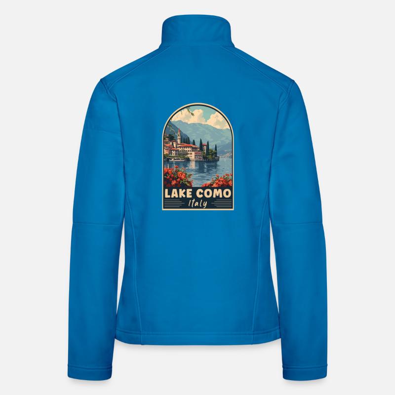 Entdecken Sie den majestätischen Blick auf den Comer See in Italien Frauen Softshelljacke