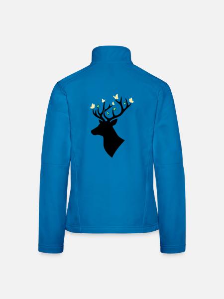 Papillon tête de cerf Multicolore - Veste en tissu softshell Femme - bleu clair - Dos