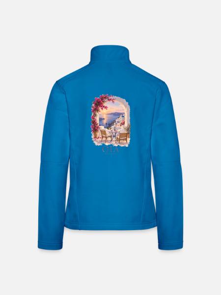 Oia Griechenland Vintage-Sommer-Charme - Frauen Softshelljacke - Lichtblau - Hinten