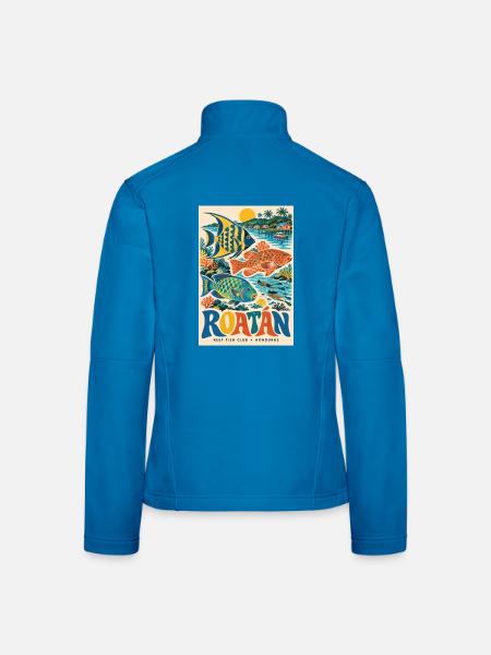 Entdecken Sie Roatán in Honduras: Retro-Karibik-Flucht - Frauen Softshelljacke - Lichtblau - Hinten
