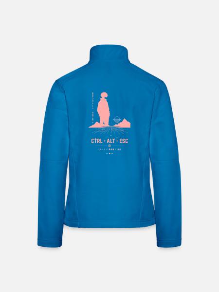 Retro Tastatur Silhouette Vaporwave - Frauen Softshelljacke - Lichtblau - Hinten