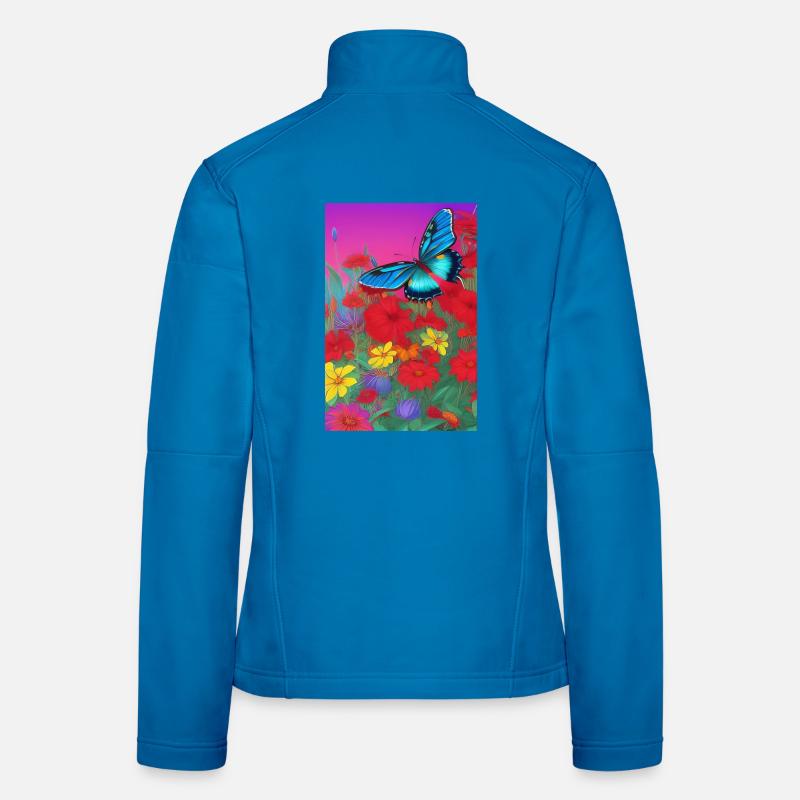 Fleurs et papillon Veste en tissu softshell Femme