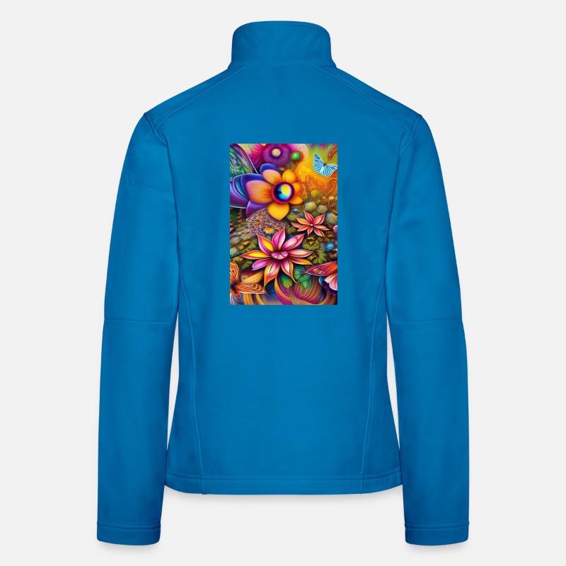 Fleurs et papillon Veste en tissu softshell Femme