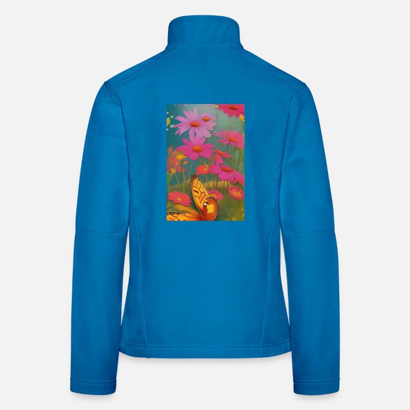 Fleurs et papillon Veste en tissu softshell Femme