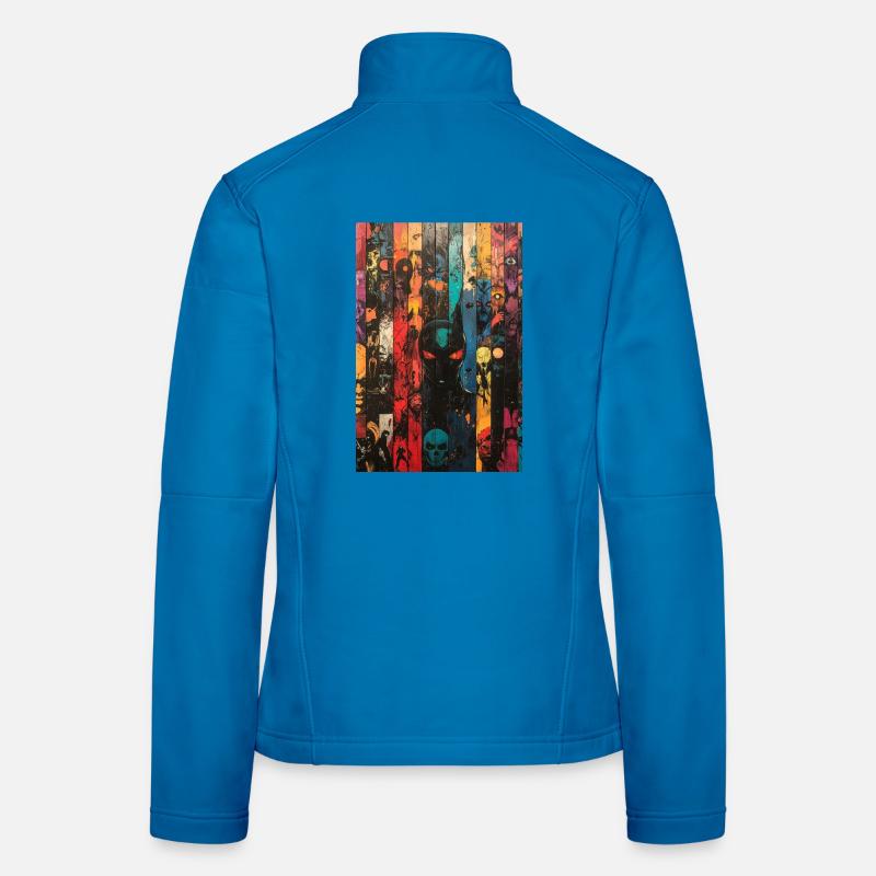 Illustration de panneau de crâne coloré Veste en tissu softshell Femme