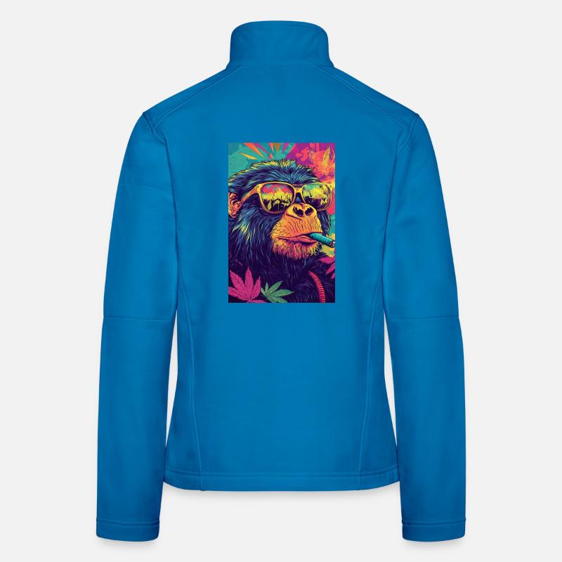 Psychedelic monkey with sunglasses Women's Softshell Jacket
