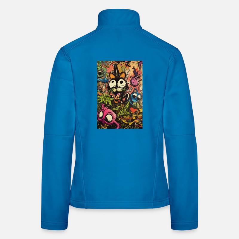 Buntes Comic-Monster Graffiti Frauen Softshelljacke