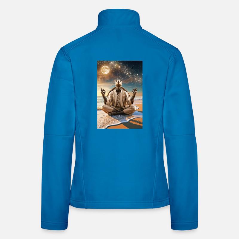 Humanoid Turtle Meditating Under the Moon Women's Softshell Jacket