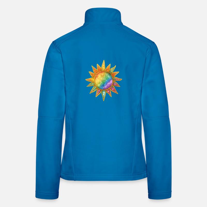 Regenbogen Sunburst Kosmische Anstecknadel - Frauen Softshelljacke - Lichtblau