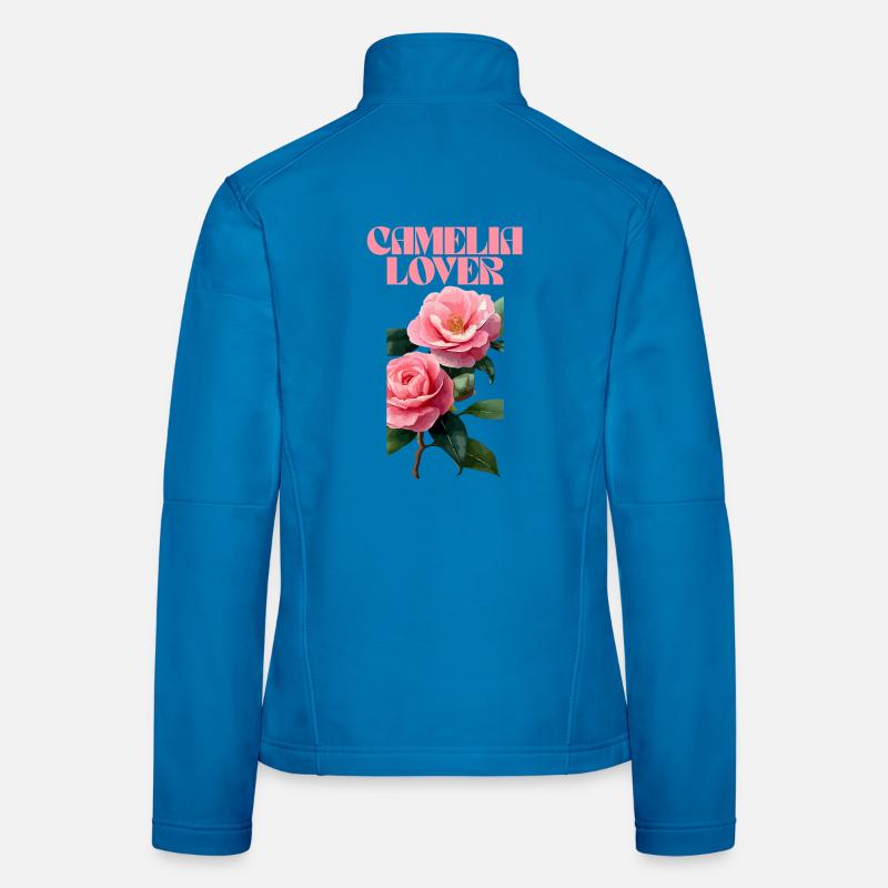 Camelia Lover Floral Typography Design - Women's Softshell Jacket - light blue