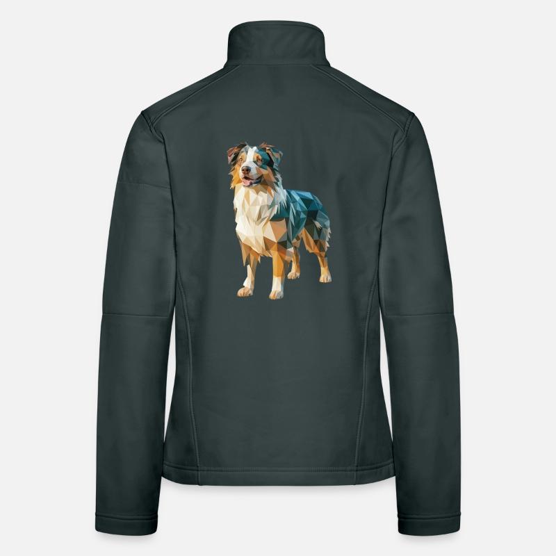 Australian Shepherd - Cooles Low Poly Logo Frauen Softshelljacke