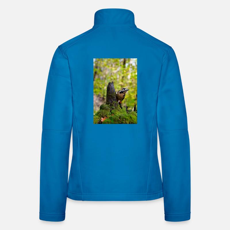 Waldspecht auf moosigem Baumstumpf - Frauen Softshelljacke - Lichtblau