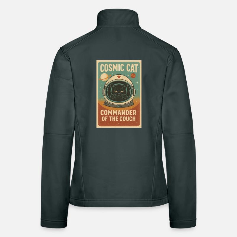 Chat Cosmique – Commandant du Divan | Design rétro Veste en tissu softshell Femme