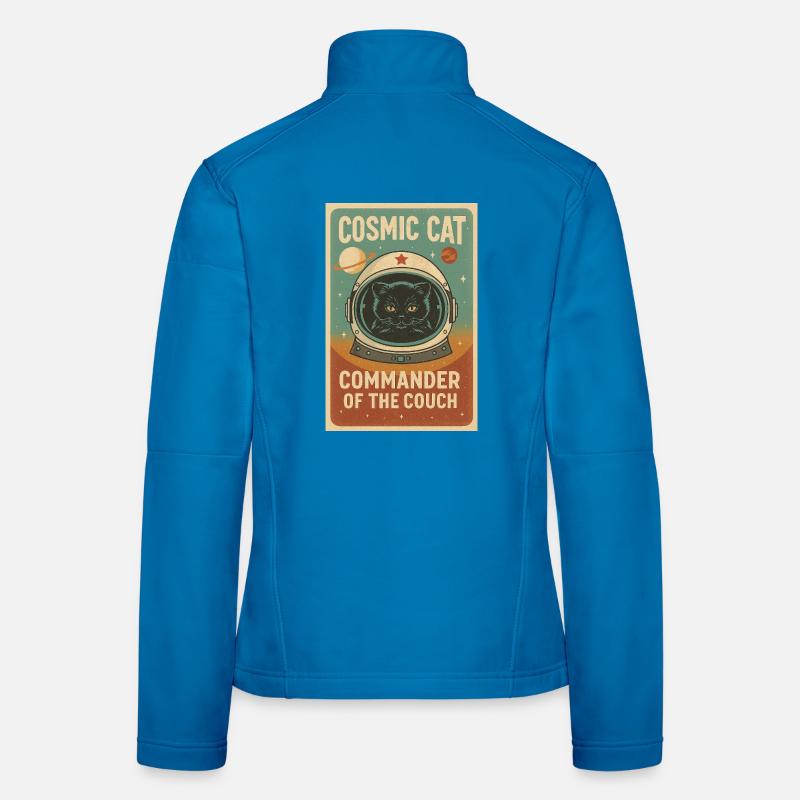 Chat Cosmique – Commandant du Divan | Design rétro Veste en tissu softshell Femme