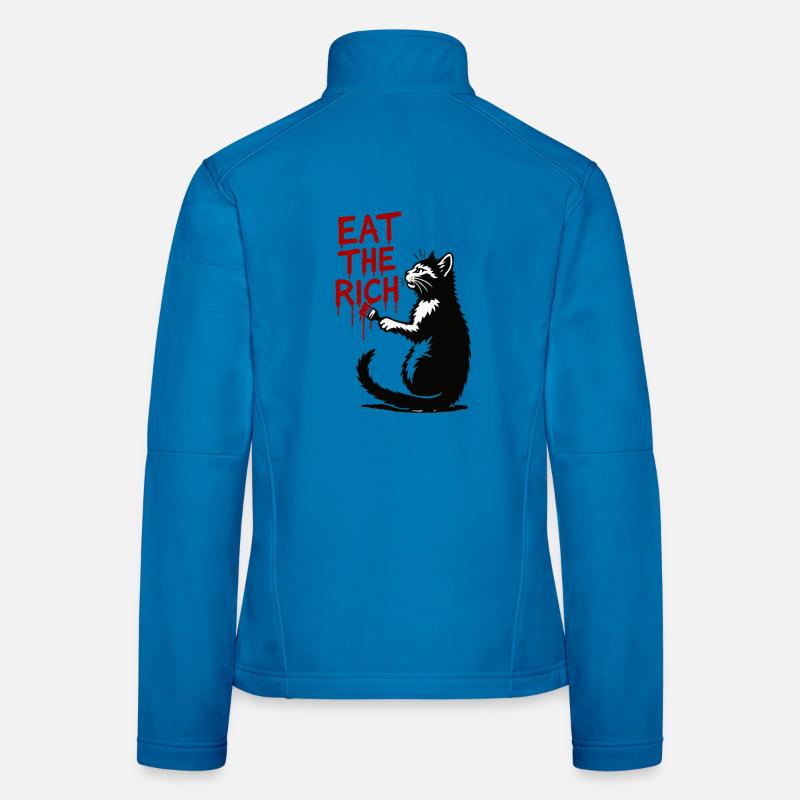 Black Cat Red Drop Text Women's Softshell Jacket