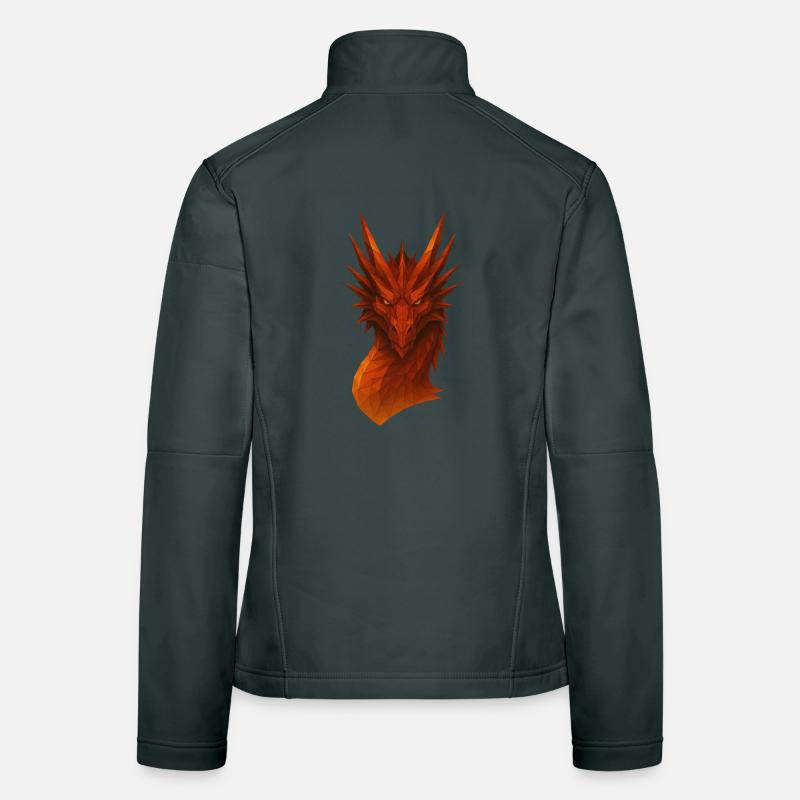 Flaming Lowpoly Dragon Women's Softshell Jacket