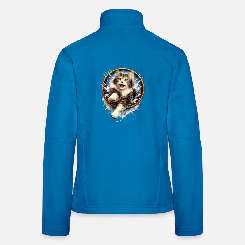 Saut de l’anneau pour chat dans un éclaboussure d’eau Veste en tissu softshell Femme