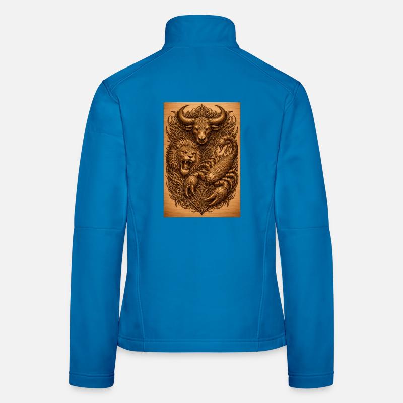 Taurus Leo Scorpio Wood Print - Women's Softshell Jacket - light blue
