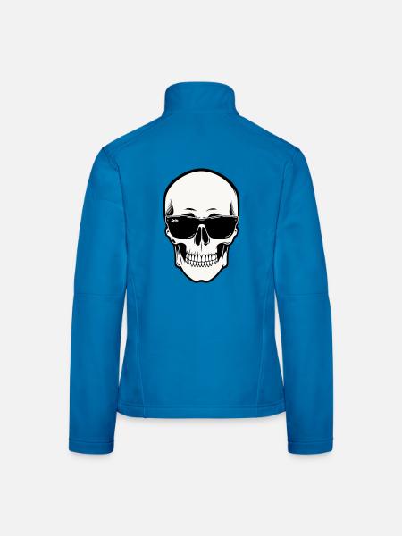 Squelette avec lunettes de soleil en monochrome - Veste en tissu softshell Femme - bleu clair - Dos