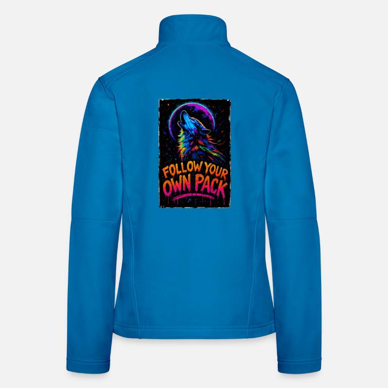 Alpha Wolf Multicolor Design Follow Your Own Pack Women's Softshell Jacket