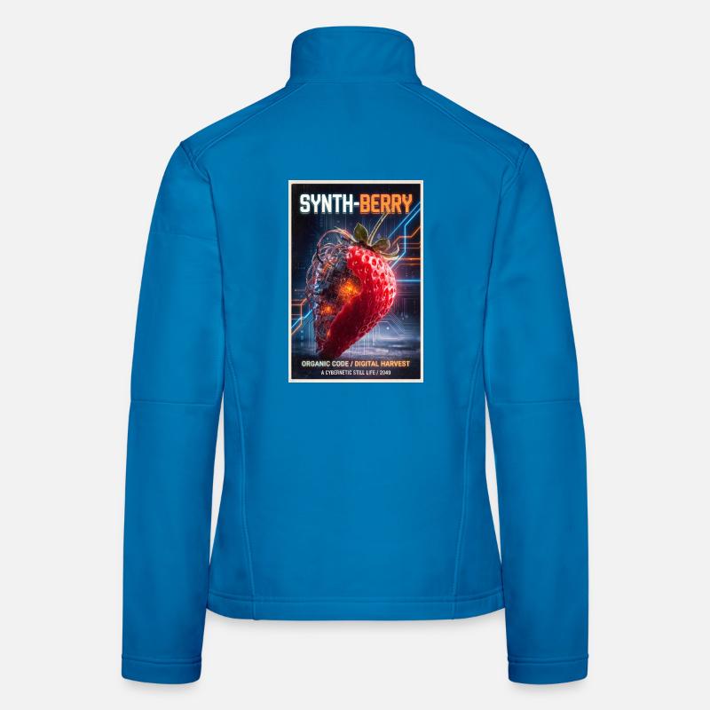 Synth Berry: Cybernetic Strawberry Women's Softshell Jacket