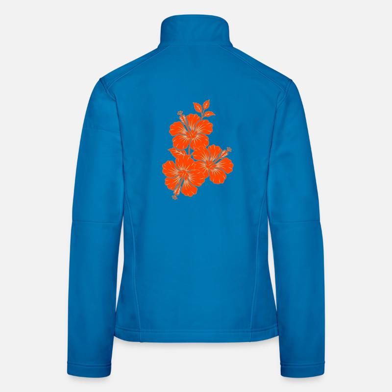 Orange Hibiscus Triple Flower Silhouette Women's Softshell Jacket