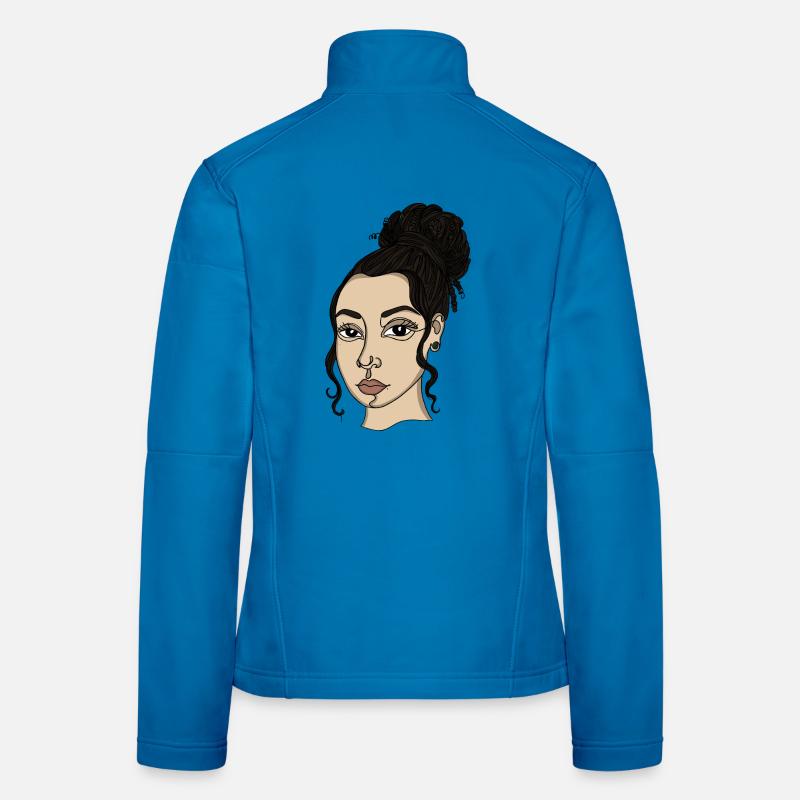 Portrait Style Bun Nose Piercing Women's Softshell Jacket