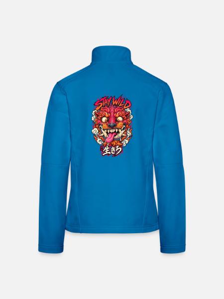 Stay Wild Tiger Neon Kopf - Frauen Softshelljacke - Lichtblau