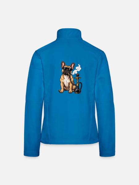 Französische Bulldogge mit Shisha - Frauen Softshelljacke - Lichtblau - Hinten