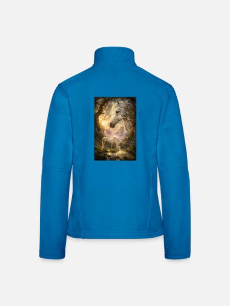 Weißes Pferd an geheimer Waldquelle - Frauen Softshelljacke - Lichtblau - Hinten