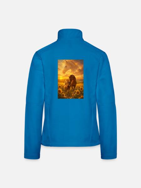 Stute und Fohlen im Sonnenfeld - Frauen Softshelljacke - Lichtblau - Hinten