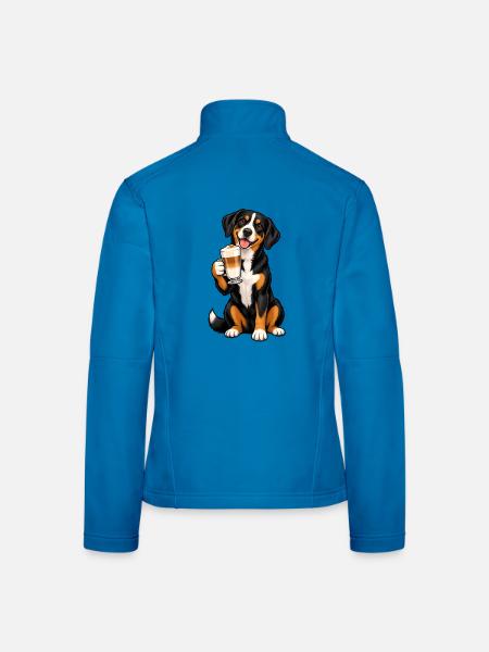 Entlebucher Sennenhund mit Latte Macchiato - Frauen Softshelljacke - Lichtblau