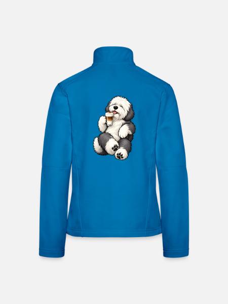 Bobtail mit Latte Macchiato - Frauen Softshelljacke - Lichtblau - Hinten