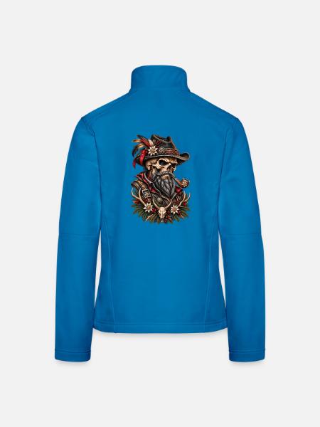 Alpine Outlaw – Wilder Skull mit Pfeife - Frauen Softshelljacke - Lichtblau - Hinten