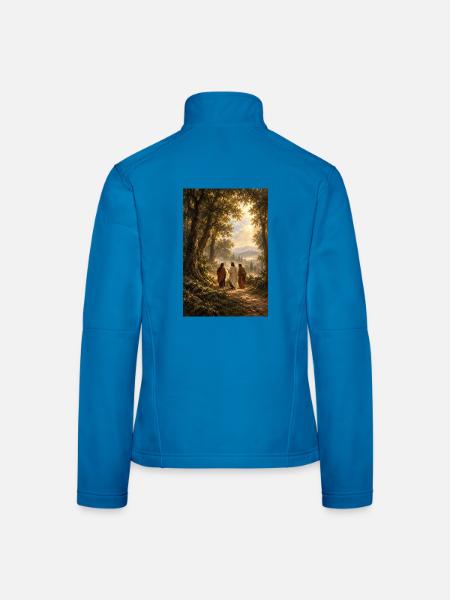 Heilige Reise im Sonnenbeschienenen Wald - Frauen Softshelljacke - Lichtblau - Hinten